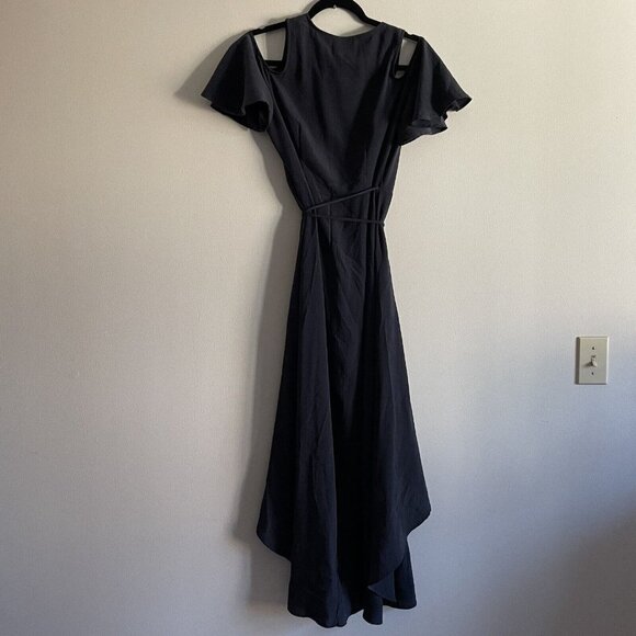 Lost + Wander Women S Gray Boho V-Neck Cold Shoulder Maxi Wrap Dress - Picture 8 of 8